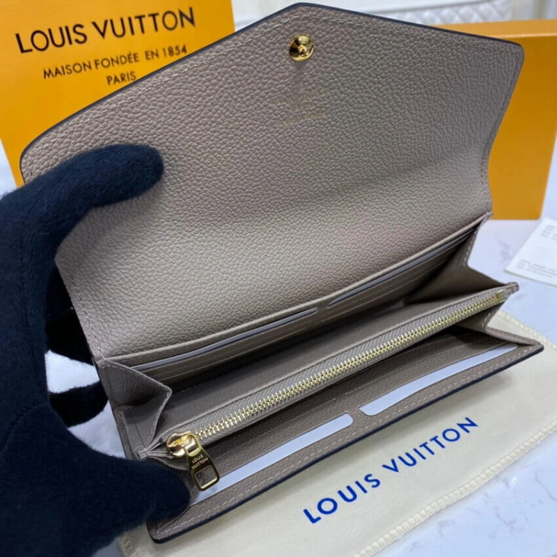19 x 10 c Louis Vuitton Monogram Empreinte Sarah Wallet Touterelle - Image 10