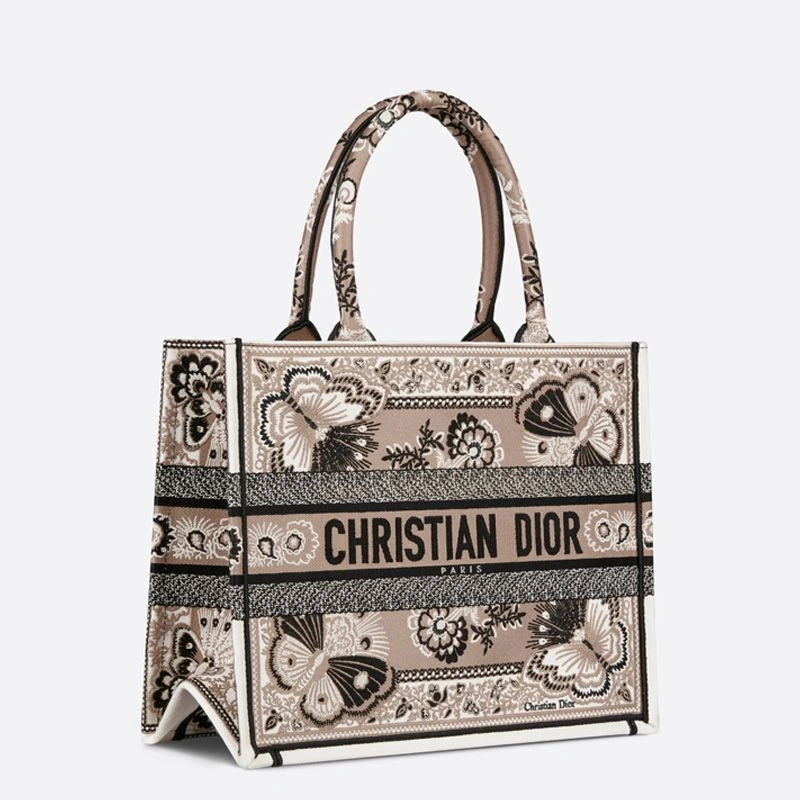 SportInspired 6280 Dior Book Tote In Butterfly Bandana Motif Canvas Beige - Image 3
