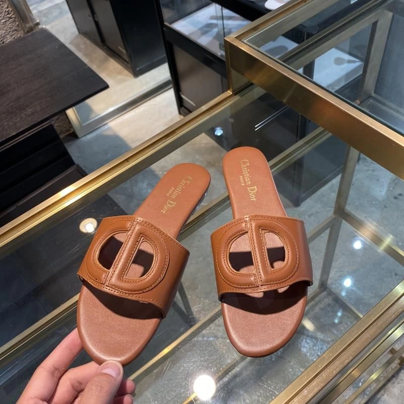 TopPick 8619 Dior D-Club Slides Women Calfskin Brown - Image 3