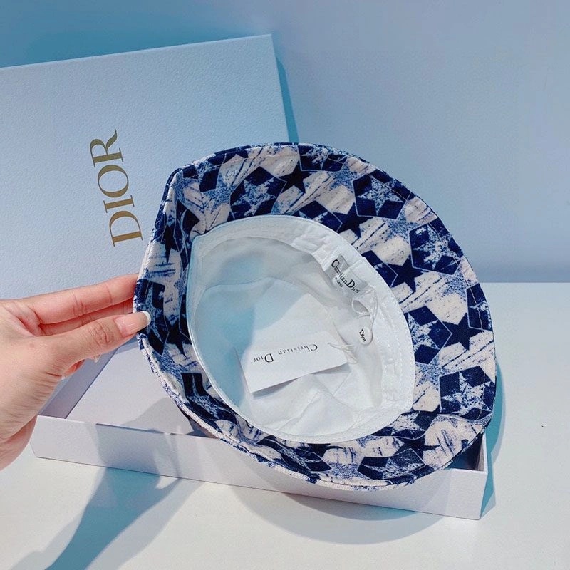 Christian Dior Bucket Hat Etoile Motif Cotton Blue - Image 3