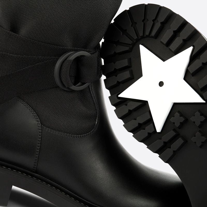 Christian Dior D-Major Boots Women Technical Fabric and Calfskin Black White - Image 4