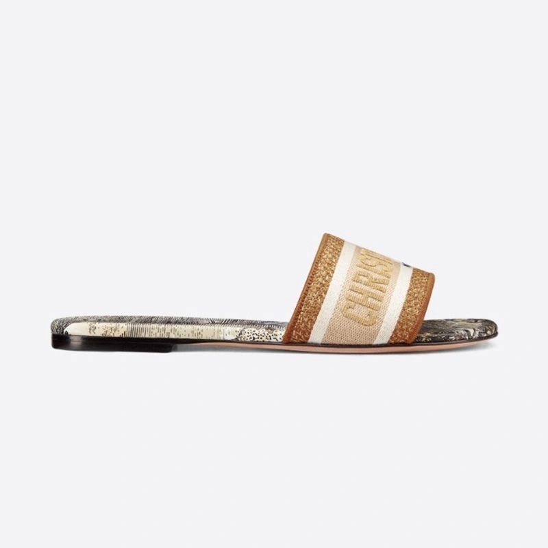 Christian Dior Dway Slides Women Baobab Motif Canvas Grey - Image 3