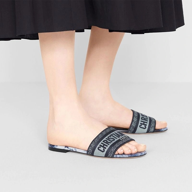 Christian Dior Dway Slides Women Tie & Dye Motif Canvas Blue - Image 4