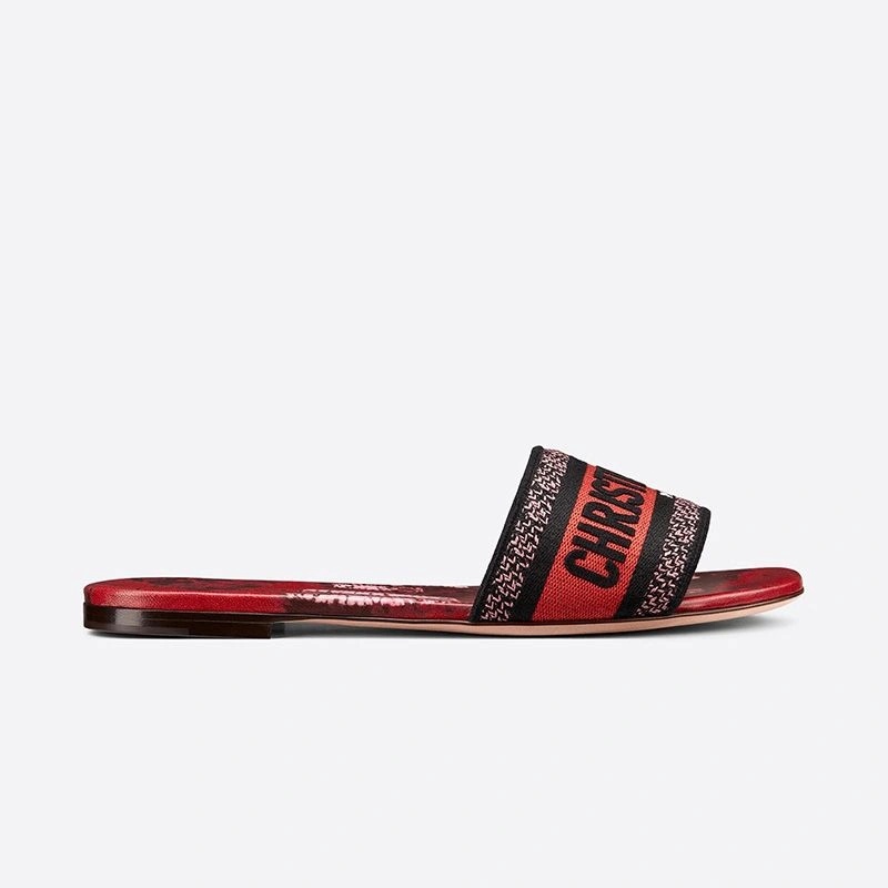 Christian Dior Dway Slides Women Tie & Dye Motif Canvas Red - Image 3
