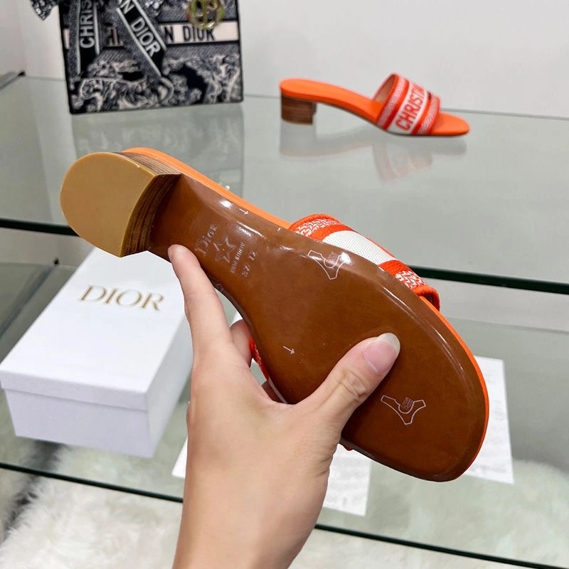 Christian Dior Dway Slides Women Canvas Orange - Image 4