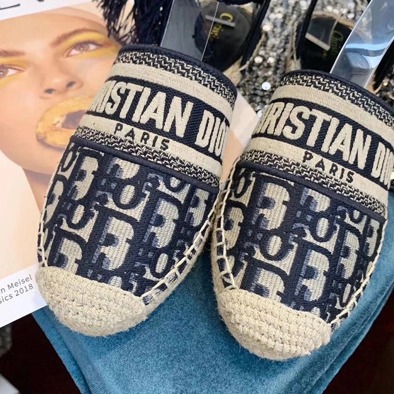 Christian Dior Granville Espadrilles with Laces Women Oblique Motif Cotton Blue - Image 3