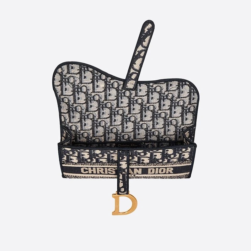 Christian Dior Saddle Slim Pouch Oblique Motif Canvas Blue - Image 3