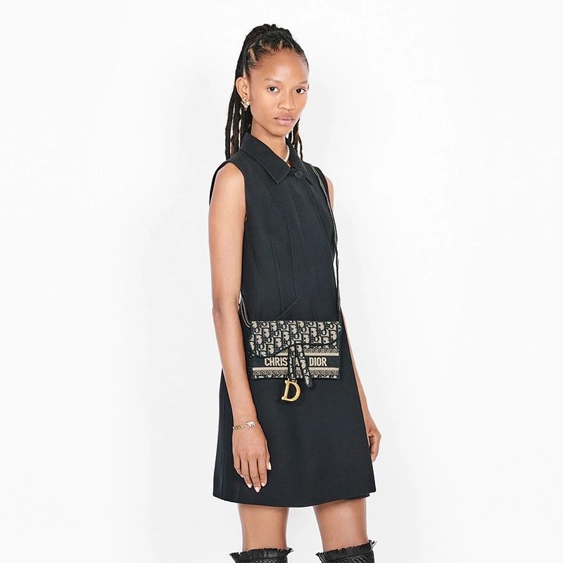 Christian Dior Saddle Slim Pouch Oblique Motif Canvas Blue - Image 4