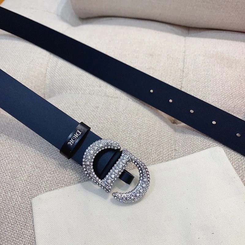 Dior 30 Montaigne Crystals Belt 30MM Smooth Calfskin Black Silver - Image 3