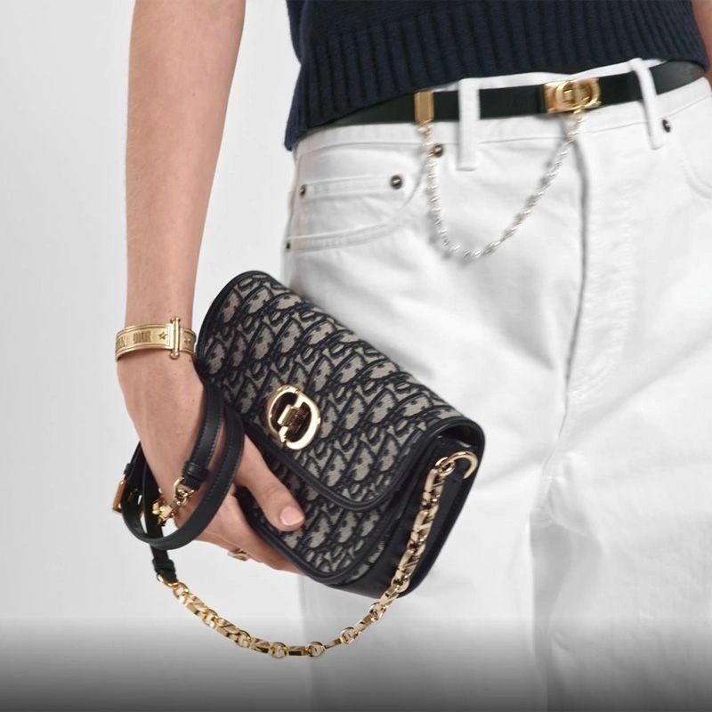 Dior 30 Montaigne Avenue Bag Oblique Motif Canvas Blue - Image 5