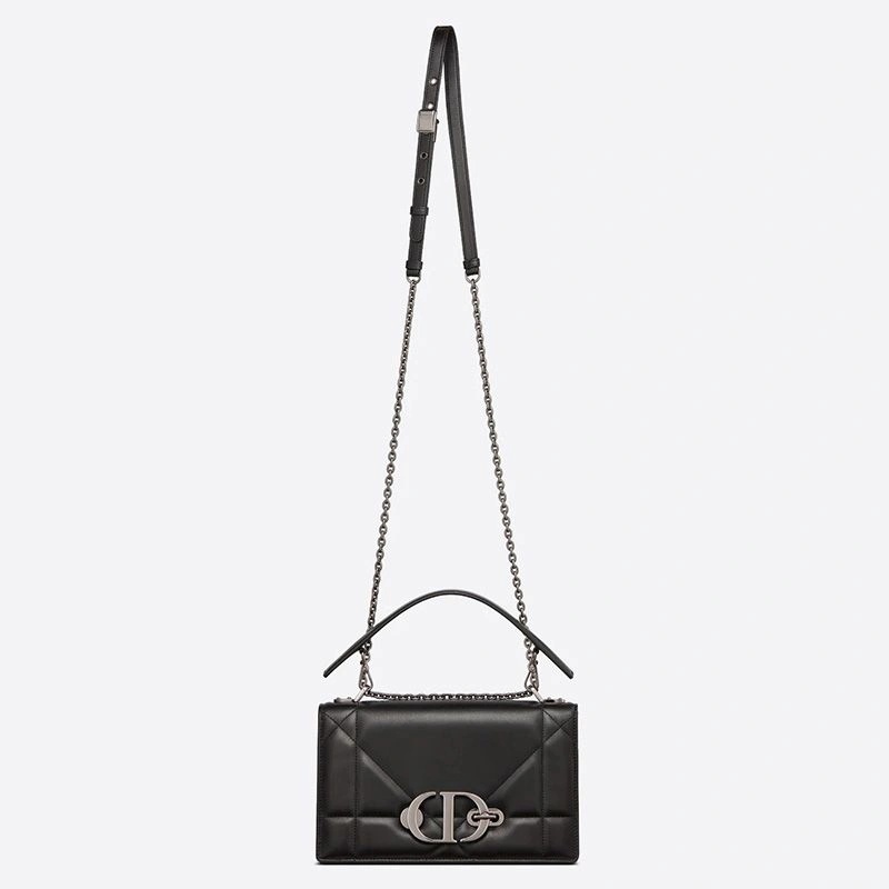 Dior 30 Montaigne Chain Bag with Handle Maxicannage Lambskin Black - Image 5