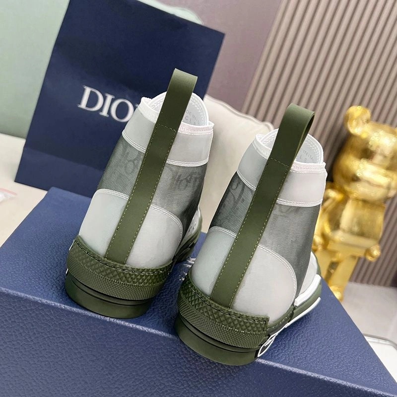 Dior B23 High-Top Sneakers Unisex Oblique Motif Canvas Green - Image 3
