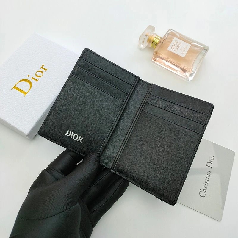 Dior Bi-Fold Card Holder Oblique Motif Canvas Calfskin Black - Image 3