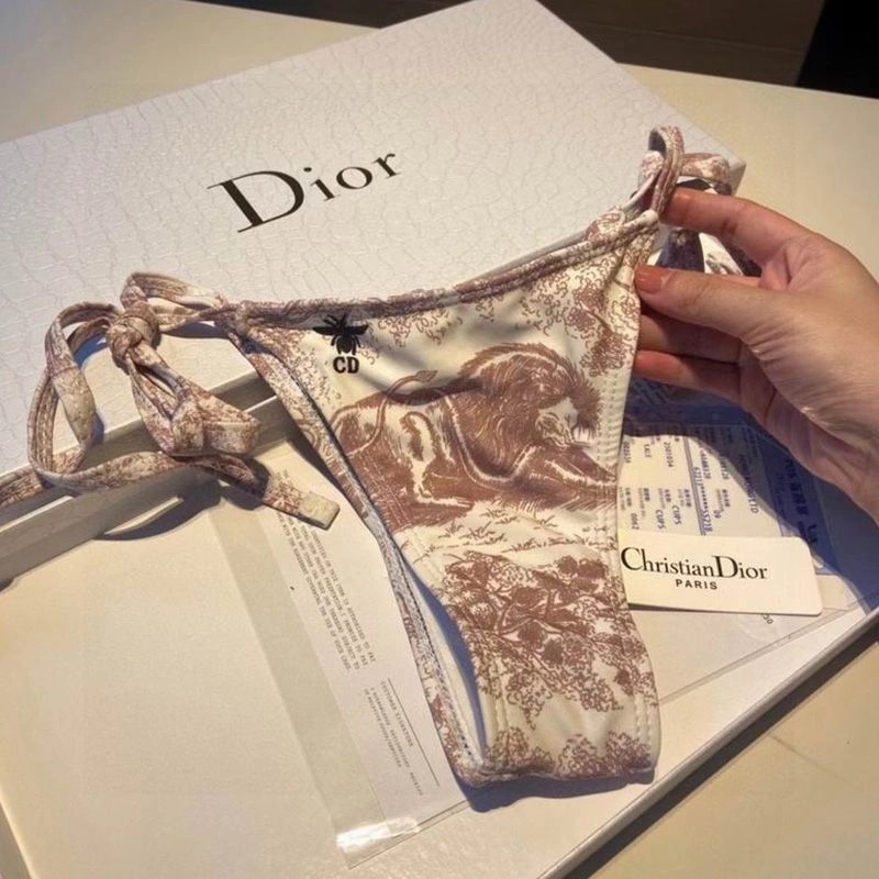 Dior Bikini Women Toile De Jouy with Bee CD Motif Lycra White - Image 3