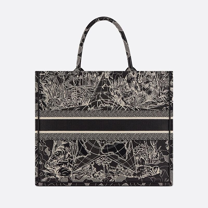 Dior Book Tote Around the World Motif Canvas Black - Image 3