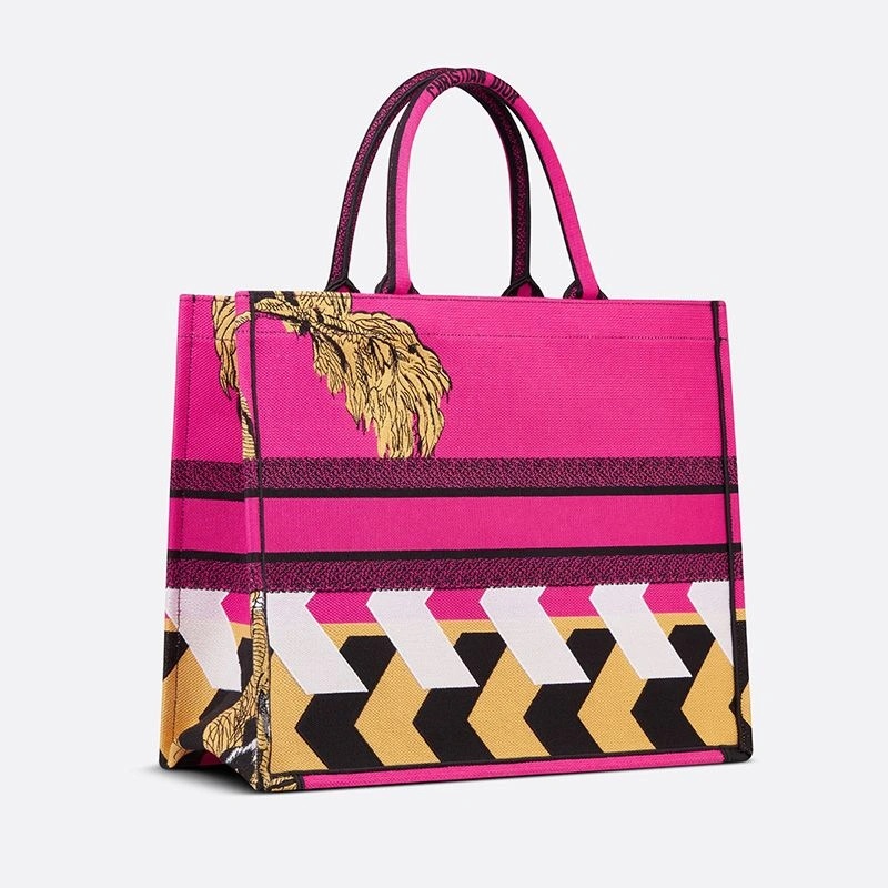 Dior Book Tote D-Jungle Pop Motif Canvas Rose - Image 3