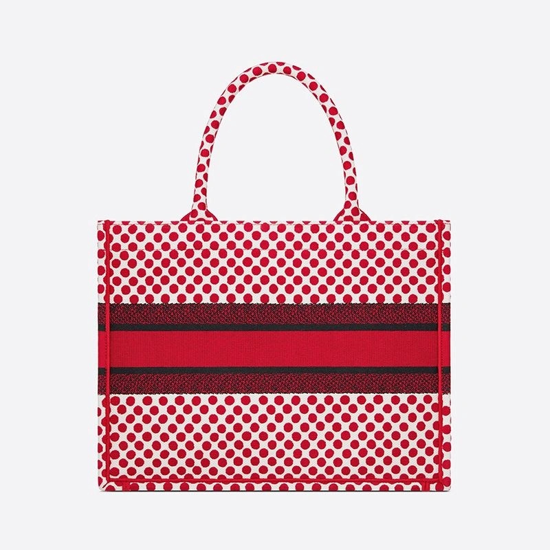 Dior Book Tote Dots Motif Canvas Red - Image 3