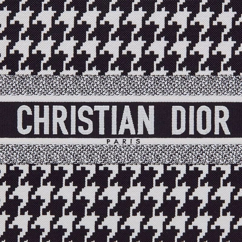 Dior Book Tote Macro Houndstooth Motif Canvas Black - Image 4