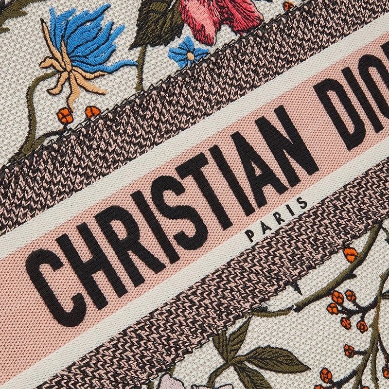 Dior Book Tote Rosa Mutabilis Motif Canvas White - Image 4