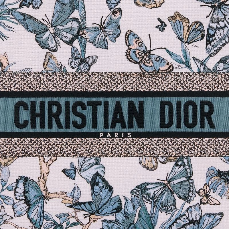 Dior Book Tote Toile de Jouy Mexico Motif Canvas White Blue - Image 5