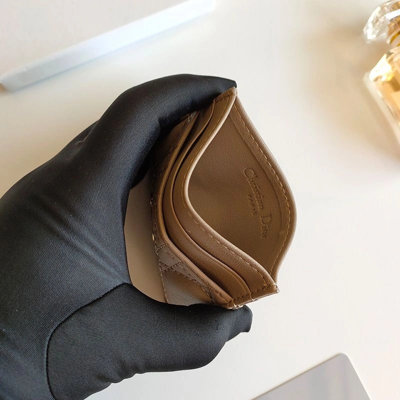 Dior Card Holder Cannage Calfskin Taupe - Image 3