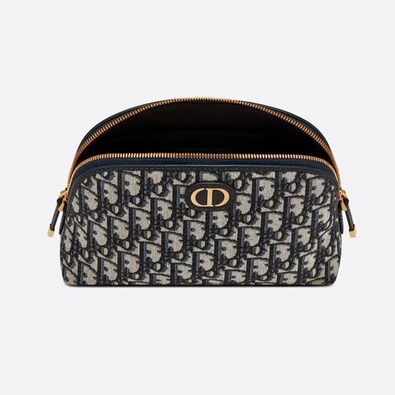 Dior Cosmetic Pouch Oblique Motif Canvas With CD Icon Signature Black - Image 3