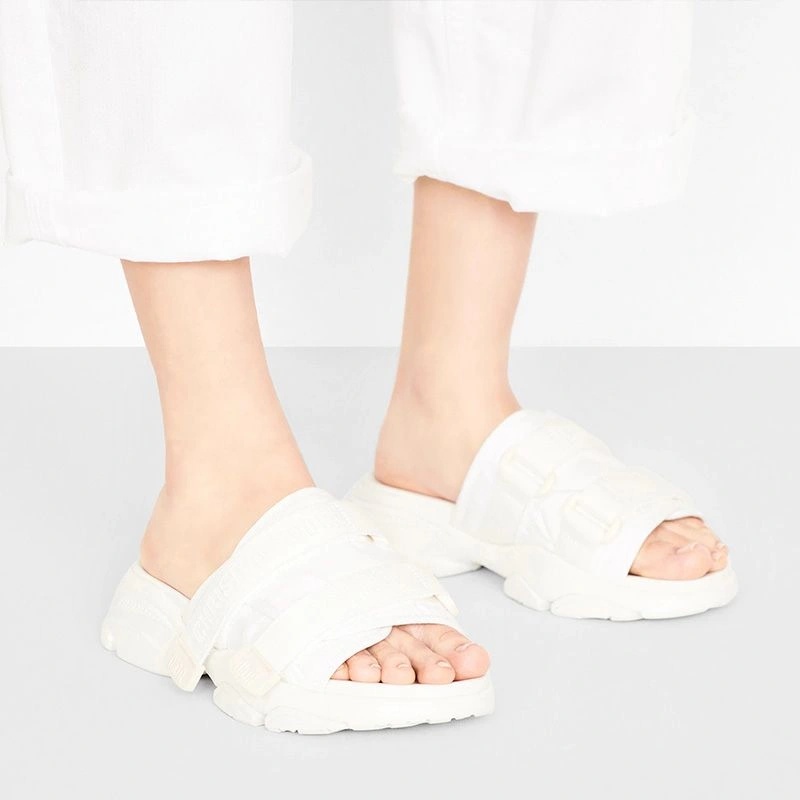 Dior D-Wander Slides Women Camouflage Technical Fabric White - Image 4