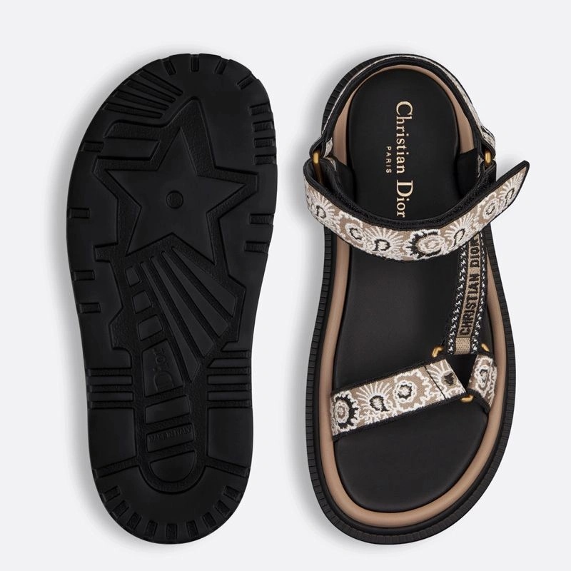 Dior D-Wave Sandals Women Butterfly Bandana Motif Canvas Beige - Image 3