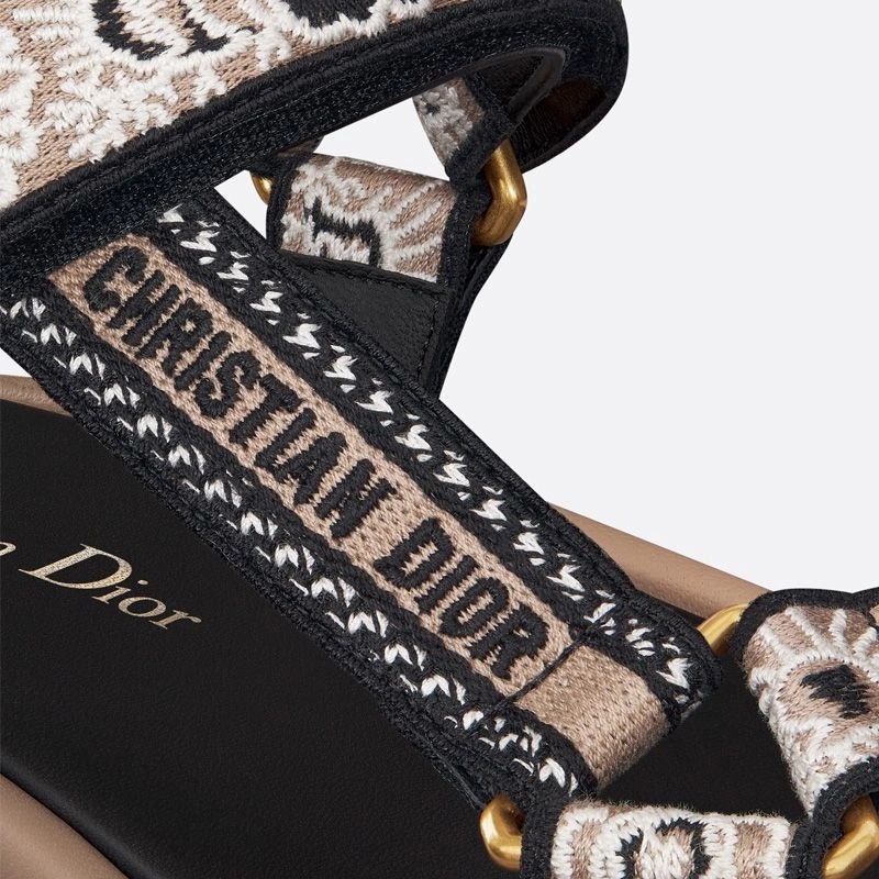 Dior D-Wave Sandals Women Butterfly Bandana Motif Canvas Beige - Image 4