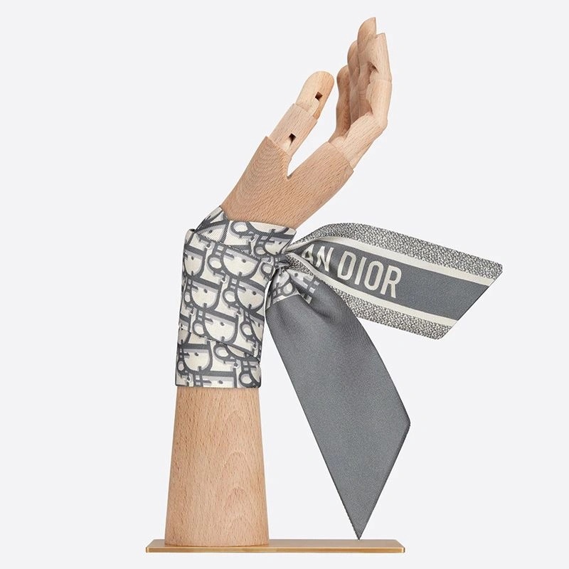 Dior Mitzah Twill Oblique Motif Silk Grey - Image 4