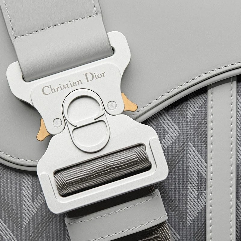 Dior Saddle Crossbody CD Diamond Motif Canvas Grey - Image 4