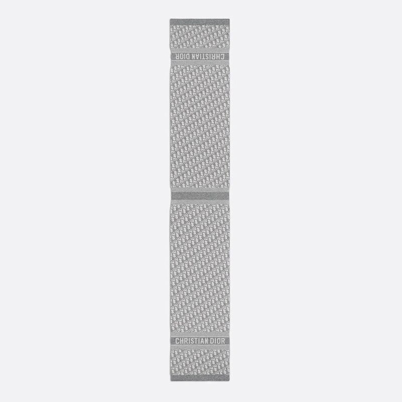 Dior Scarf Oblique Motif Technical Cashmere Grey - Image 3