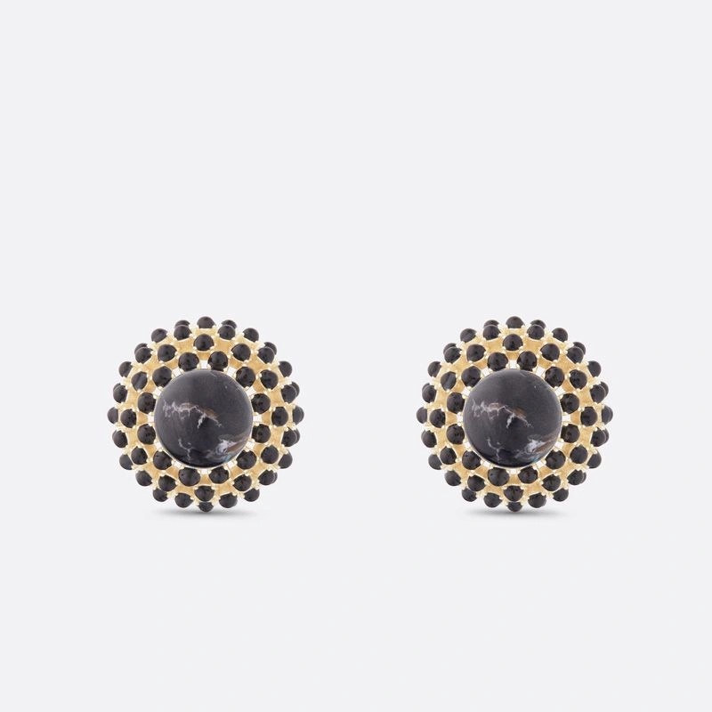 Dior Tribales Earrings Metal and Stone-Effect Pearls Gold Black - Image 3