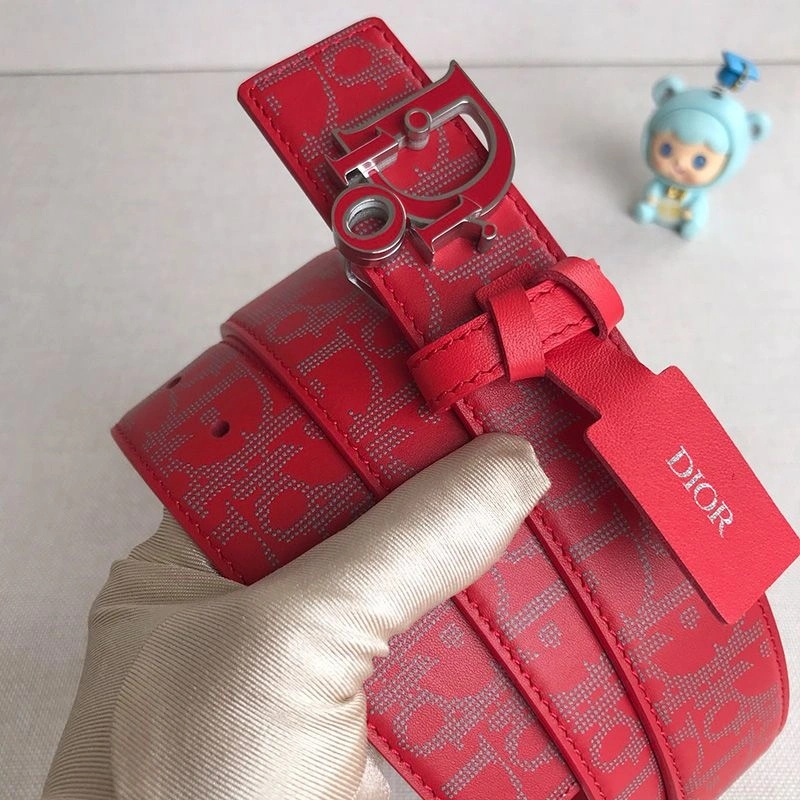 Dior World Tour Reversible Belt Oblique Calfskin Red - Image 3