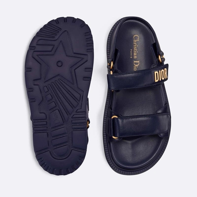 DiorAct Sandals Women Calfskin Navy Blue - Image 4