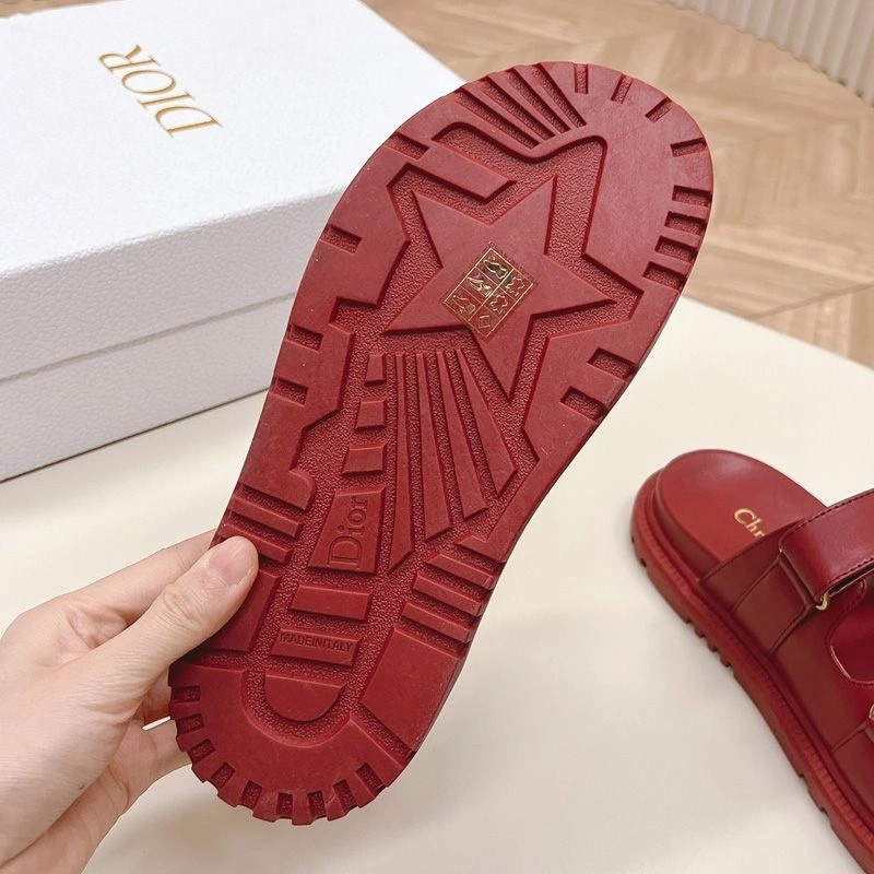 DiorAct Slides Women Calfskin Red - Image 4