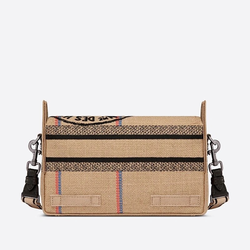 Small Diorcamp Messenger Jute Motif Canvas Beige - Image 3