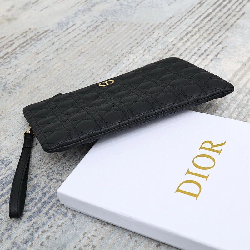 Large Dior Caro Daily Pouch Cannage Calfskin Black - Image 3