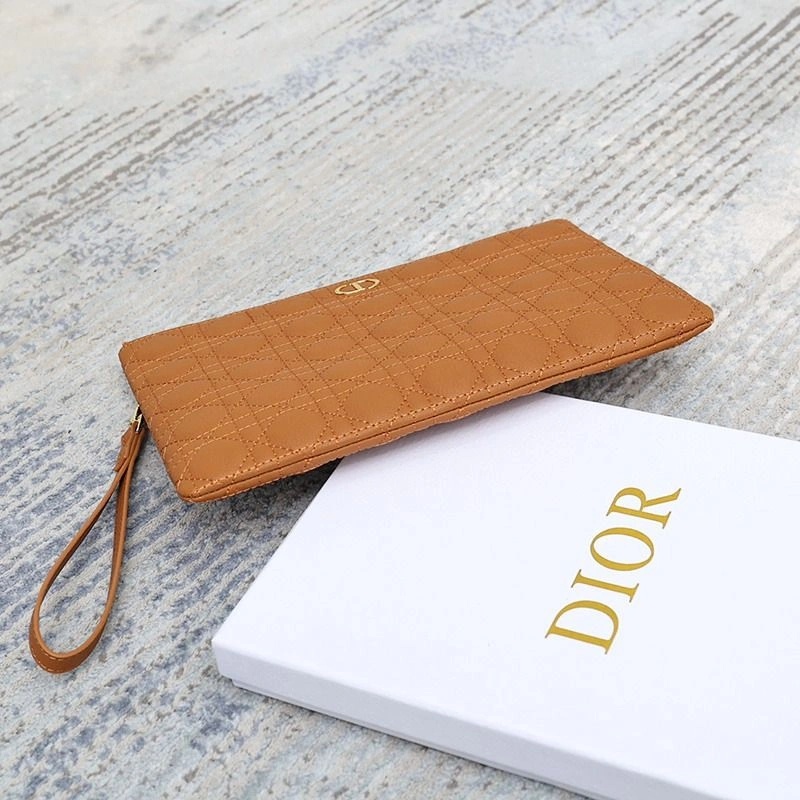 Large Dior Caro Daily Pouch Cannage Calfskin Brown - Image 3