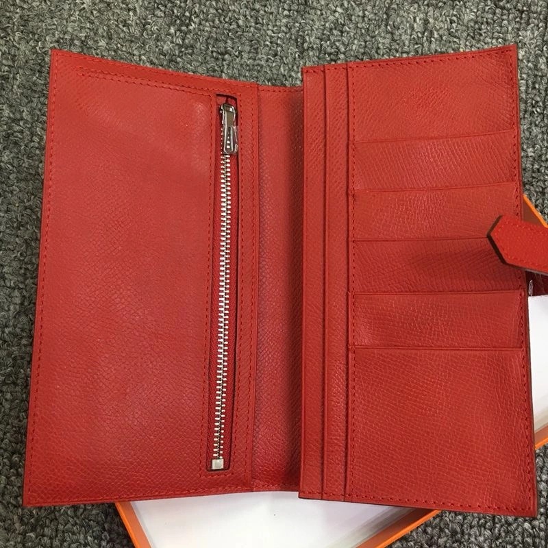 Hermes Bearn Wallet Epsom Leather Palladium Hardware In Red - Image 3