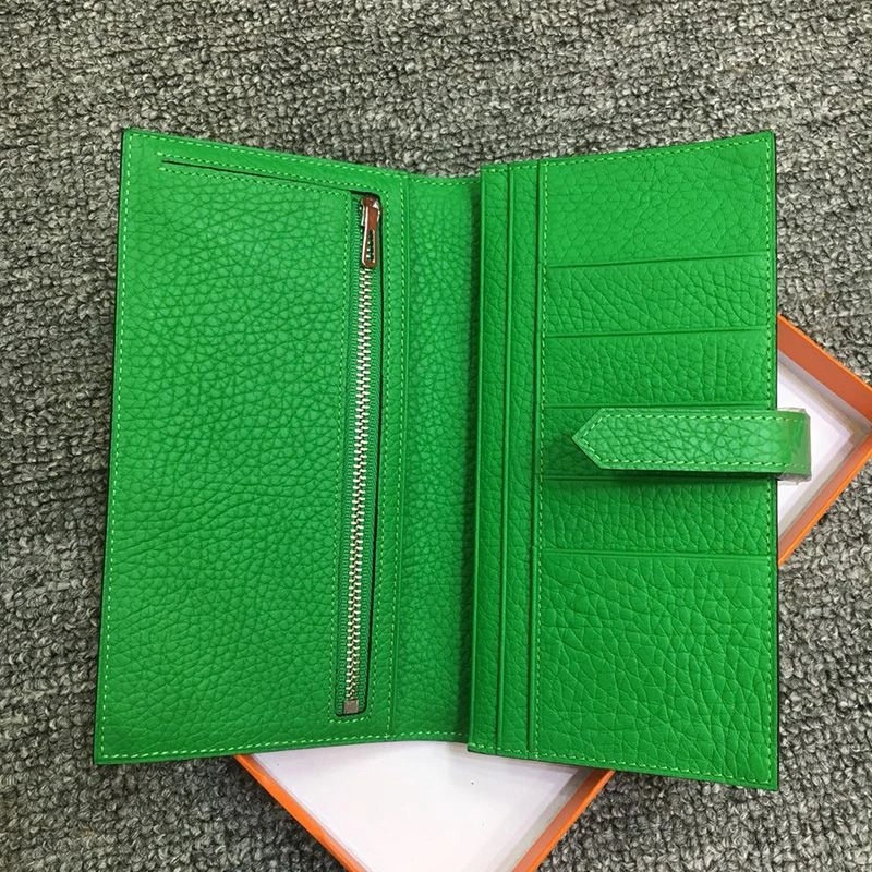 Hermes Bearn Wallet Togo Leather Palladium Hardware In Green - Image 3