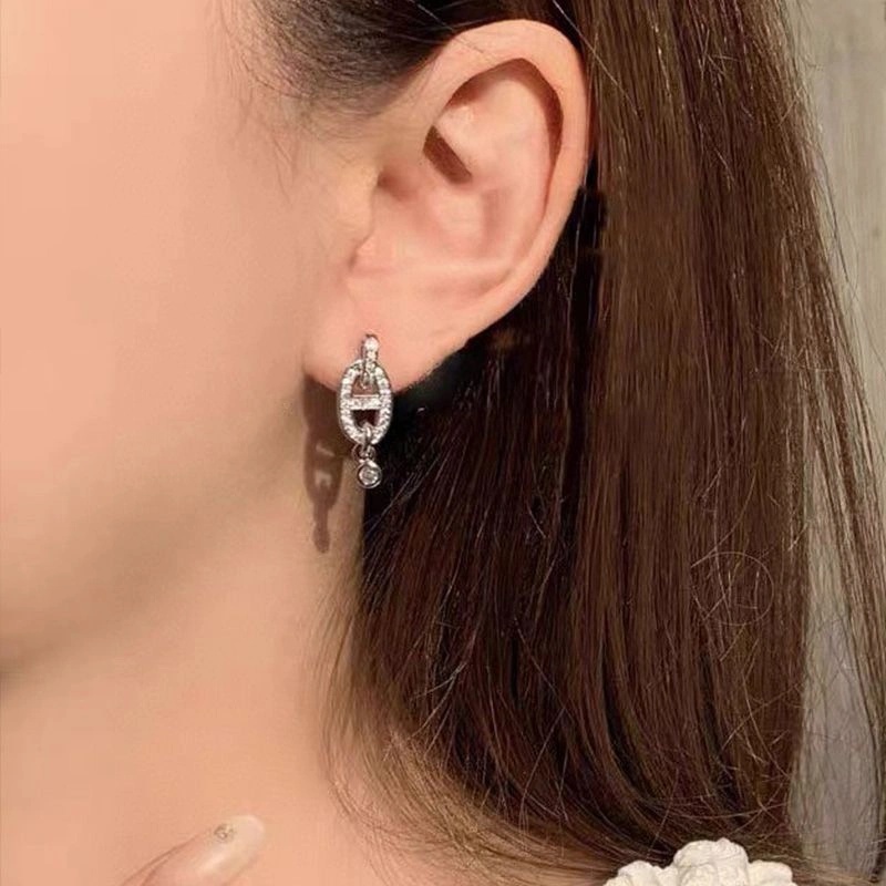 Hermes Chaine D'Ancre Enchainee Earrings In Silver - Image 3
