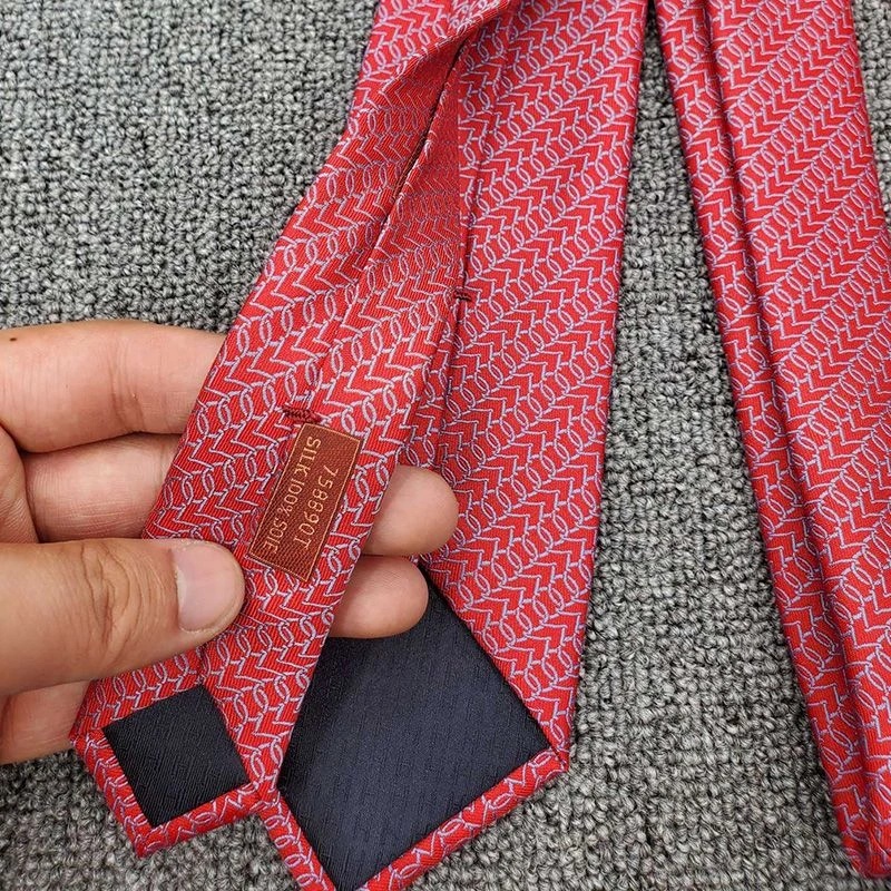 Hermes Club Silk Mix Tie In Red - Image 4