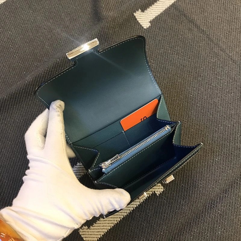 Hermes Constance Compact Wallet Epsom Leather Palladium Hardware In Sky Blue - Image 4