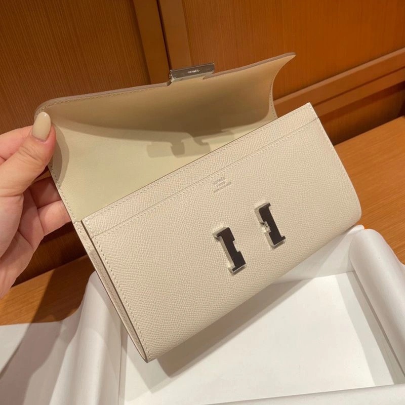 Hermes Constance Long Wallet Epsom Leather Palladium Hardware In Beige - Image 3