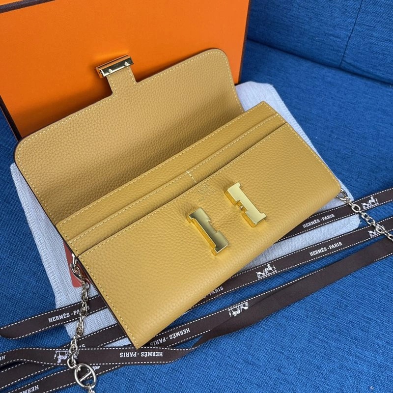 Hermes Constance Wallet with Chain Togo Leather Gold Hardware In Yellow - Image 3