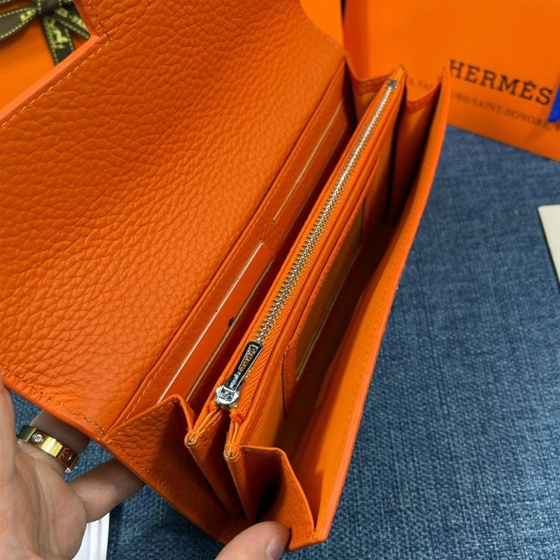 Hermes Constance Wallet Togo Leather Palladium Hardware In Orange - Image 4