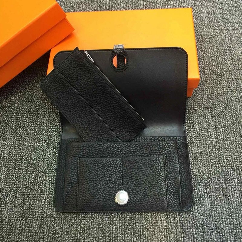 Hermes Dogon Duo Wallet Togo Leather Palladium Hardware In Black - Image 3