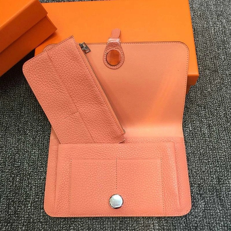 Hermes Dogon Duo Wallet Togo Leather Palladium Hardware In Cherry - Image 3