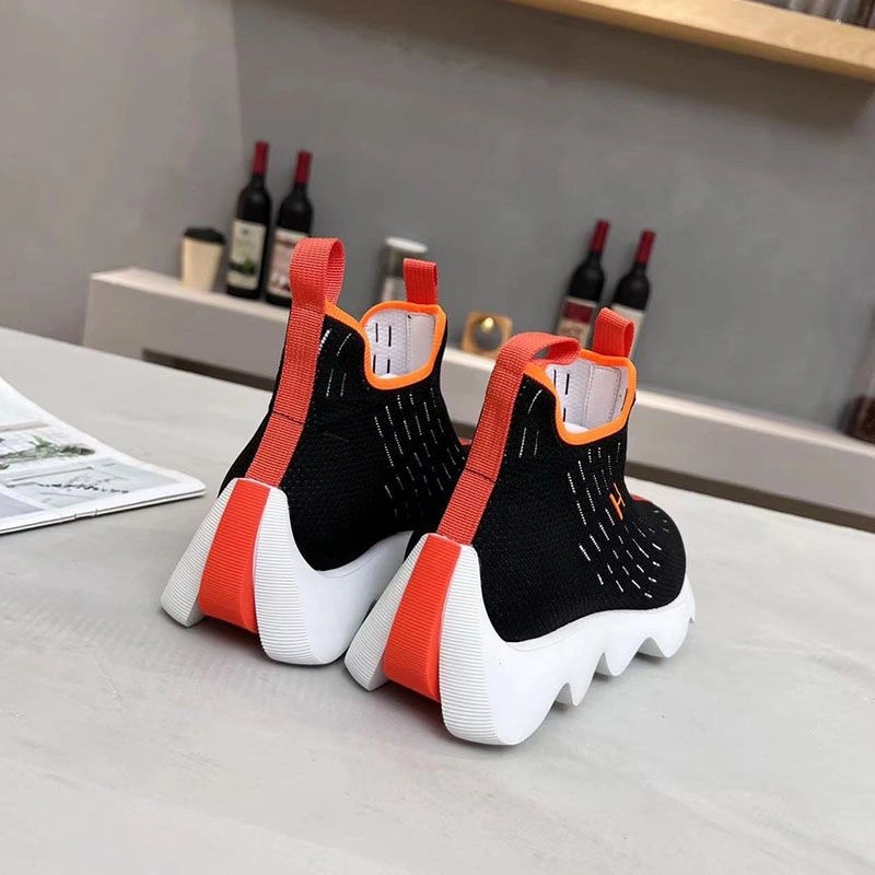 Hermes Eclair Sneakers Unisex Knit In Black Red - Image 4